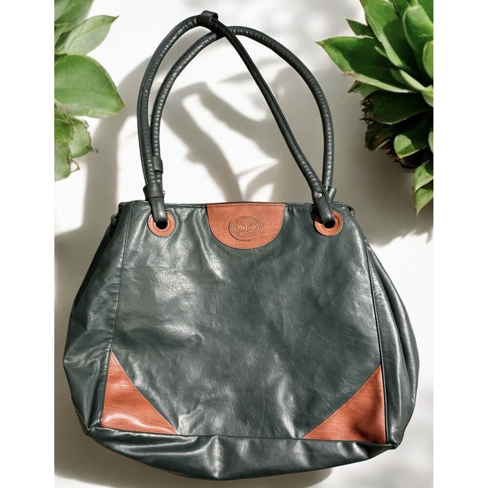 VTG Cypress Woods Large Tote Bag multiple pockets Green Tan